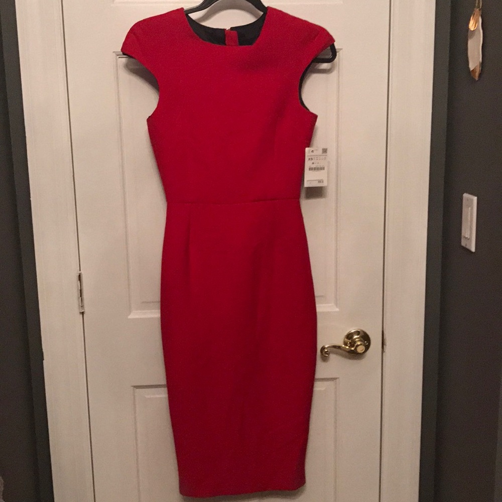 Zara red cap sleeve dress